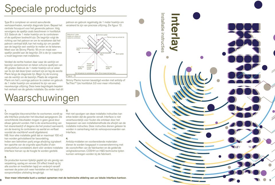 De beginlijn volgt de richting van het patroon en om te verzekeren dat het patroon centraal blijft, kan het nodig zijn om parallel aan de beginlijn een werklijn te meten en te tekenen.