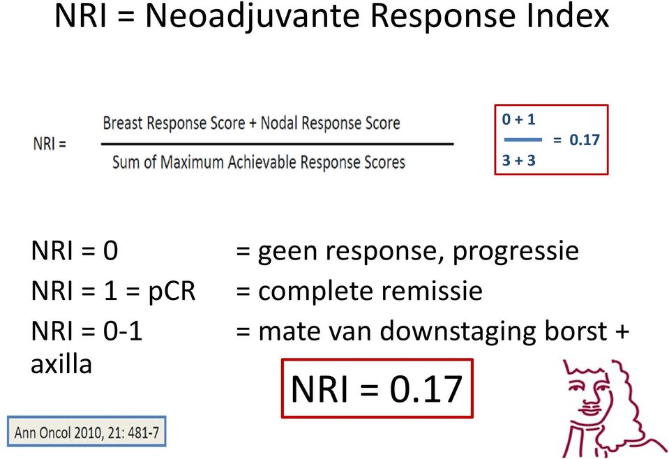 NRI = 1 = pcr = complete remissie NRI = 0-1 =