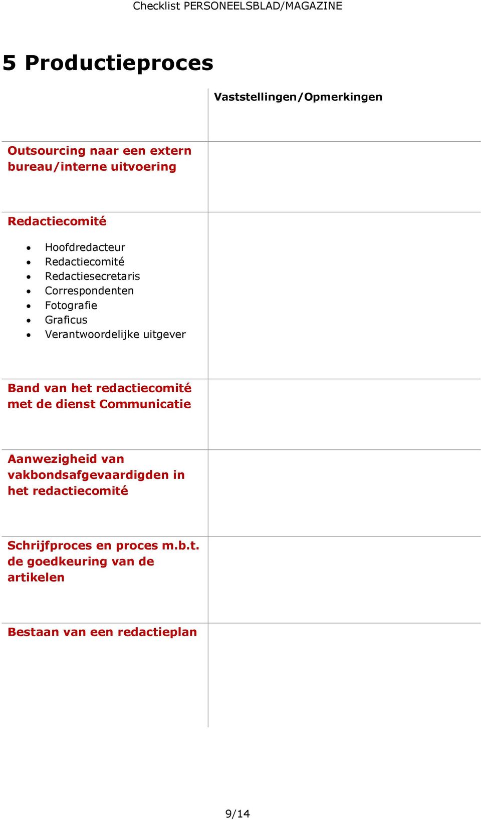 van het redactiecomité met de dienst Communicatie Aanwezigheid van vakbondsafgevaardigden in het