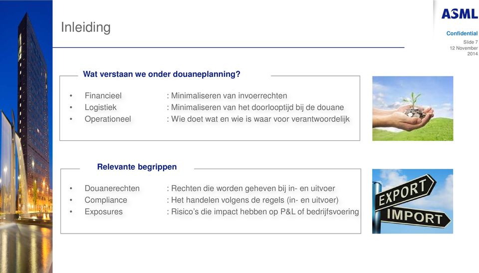 Operationeel : Wie doet wat en wie is waar voor verantwoordelijk Relevante begrippen Douanerechten : Rechten