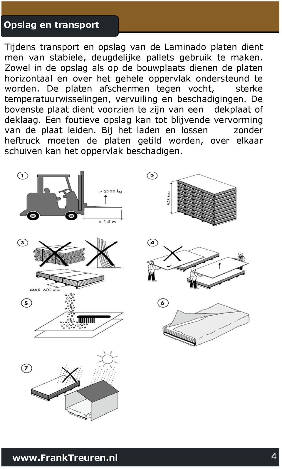 De platen afschermen tegen vocht, sterke temperatuurwisselingen, vervuiling en beschadigingen.