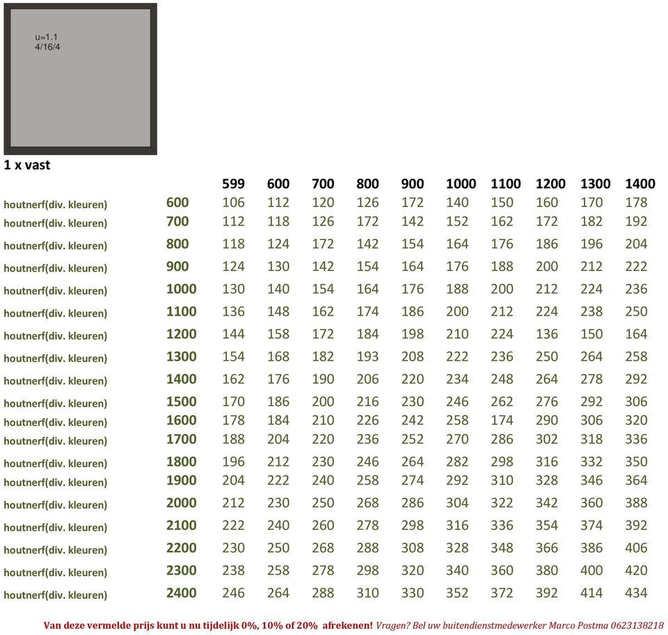 kleuren) 1000 130 140 154 164 176 188 200 212 224 236 houtnerf(div. kleuren) 1100 136 148 162 174 186 200 212 224 238 250 houtnerf(div.