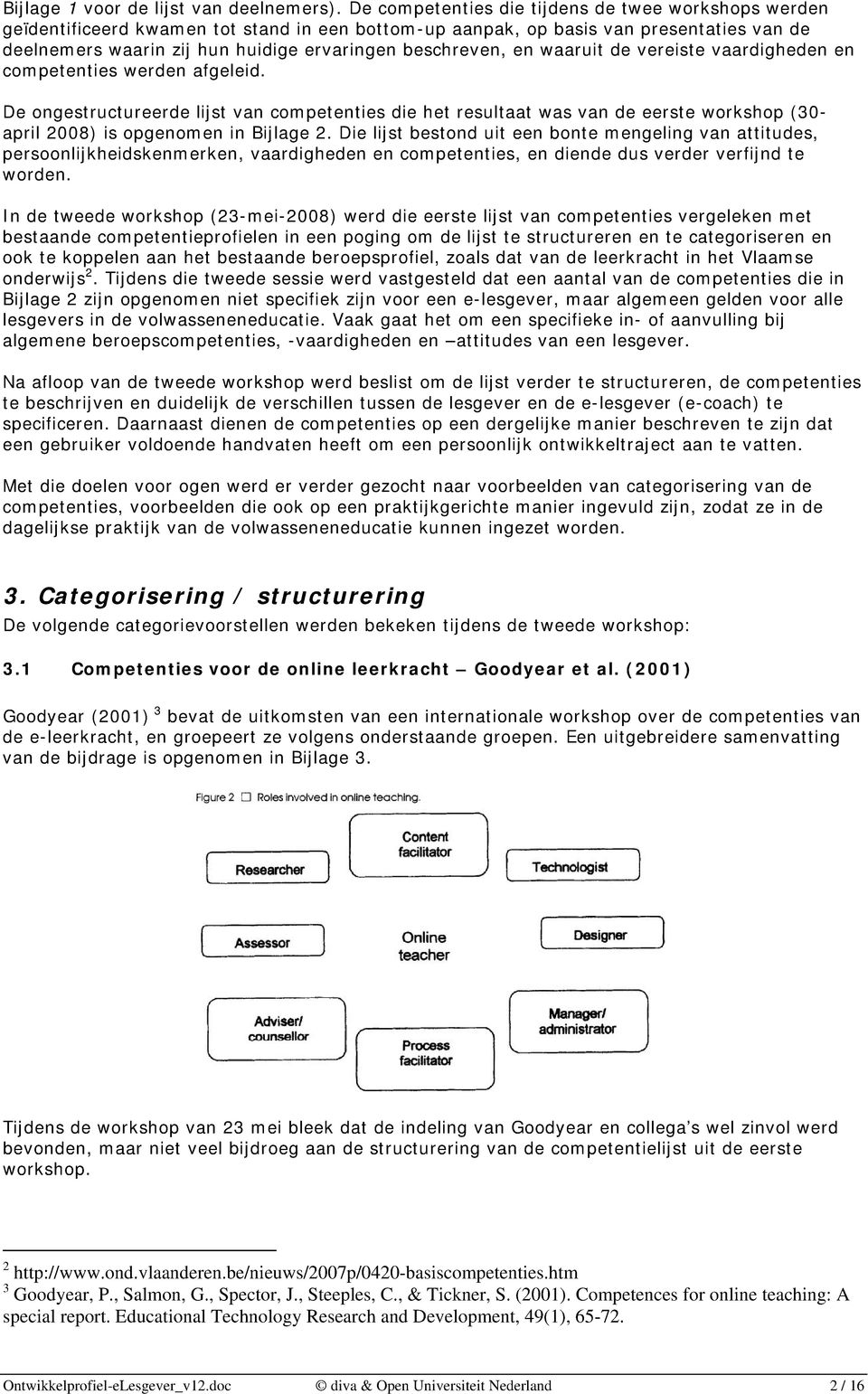 beschreven, en waaruit de vereiste vaardigheden en competenties werden afgeleid.