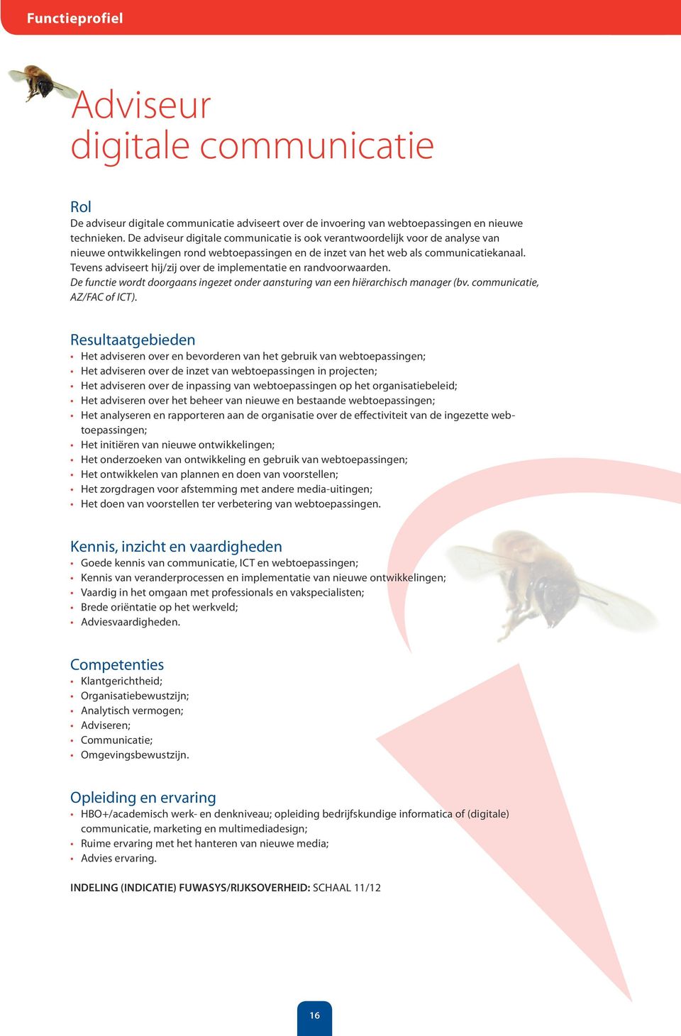 Tevens adviseert hij/zij over de implementatie en randvoorwaarden. De functie wordt doorgaans ingezet onder aansturing van een hiërarchisch manager (bv. communicatie, AZ/FAC of ICT).