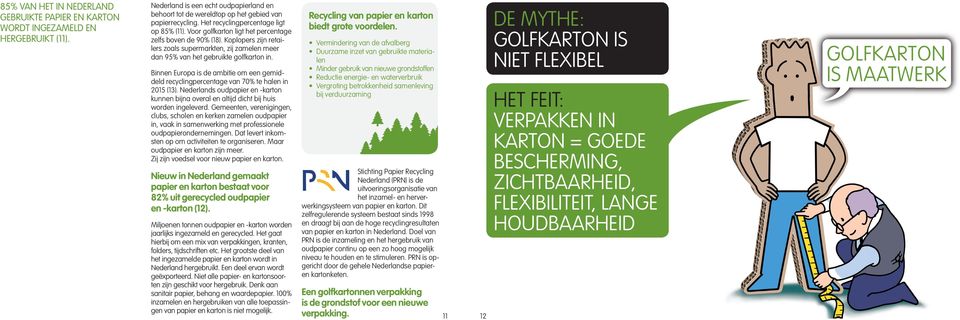 Koplopers zijn retailers zoals supermarkten, zij zamelen meer dan 95% van het gebruikte golfkarton in. Binnen Europa is de ambitie om een gemiddeld recyclingpercentage van 70% te halen in 2015 (13).