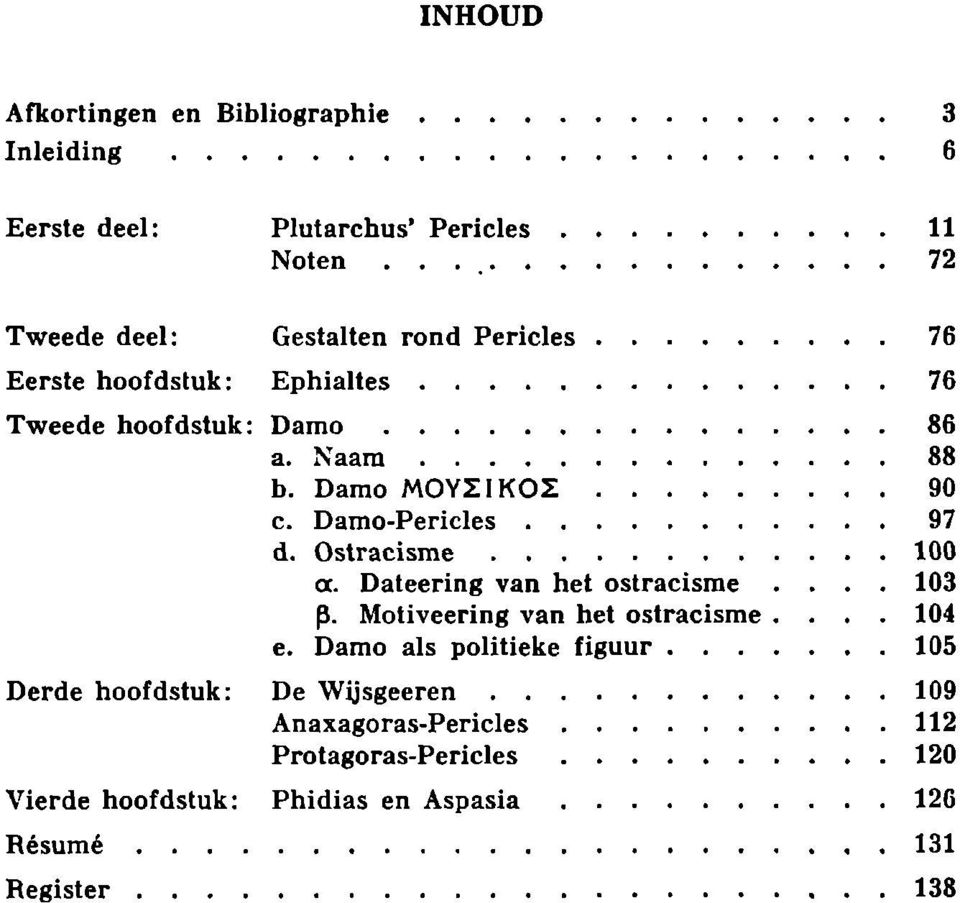 Damo ΜΟΥΣΙΚΟΣ 90 c. Damo-Pericles 97 d. Ostracisme 100 α. Dateering van het ostracisme.... 103 β. Motiveering van het ostracisme.