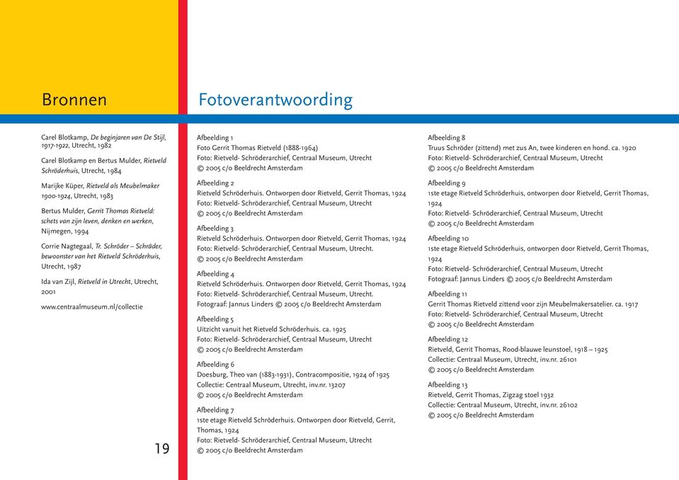 Schröder Schräder, bewoonster van het Rietveld Schröderhuis, Utrecht, 1987 Ida van Zijl, Rietveld in Utrecht, Utrecht, 2001 www.centraalmuseum.