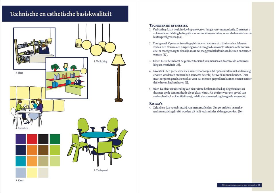 Mensen voelen zich thuis in een omgeving waarin een goed evenwicht is tussen orde en variatie: er moet genoeg te zien zijn maar het mag geen kakafonie aan kleuren en vormen worden [22]. 1.