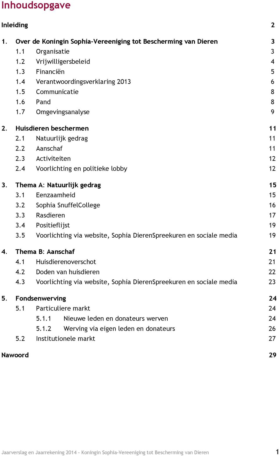 Thema A: Natuurlijk gedrag 15 3.1 Eenzaamheid 15 3.2 Sophia SnuffelCollege 16 3.3 Rasdieren 17 3.4 Positieflijst 19 3.5 Voorlichting via website, Sophia DierenSpreekuren en sociale media 19 4.