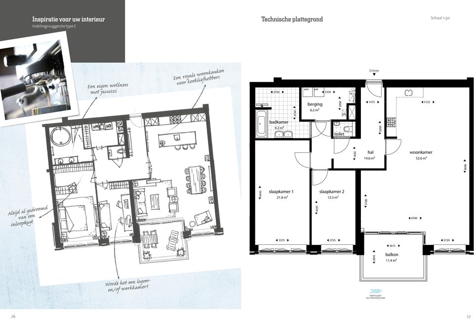 2 m² mv badkamer 9.2 m² toilet 6445 4595 5000 9696 1850 hal 14.6 m² woonkamer 53.