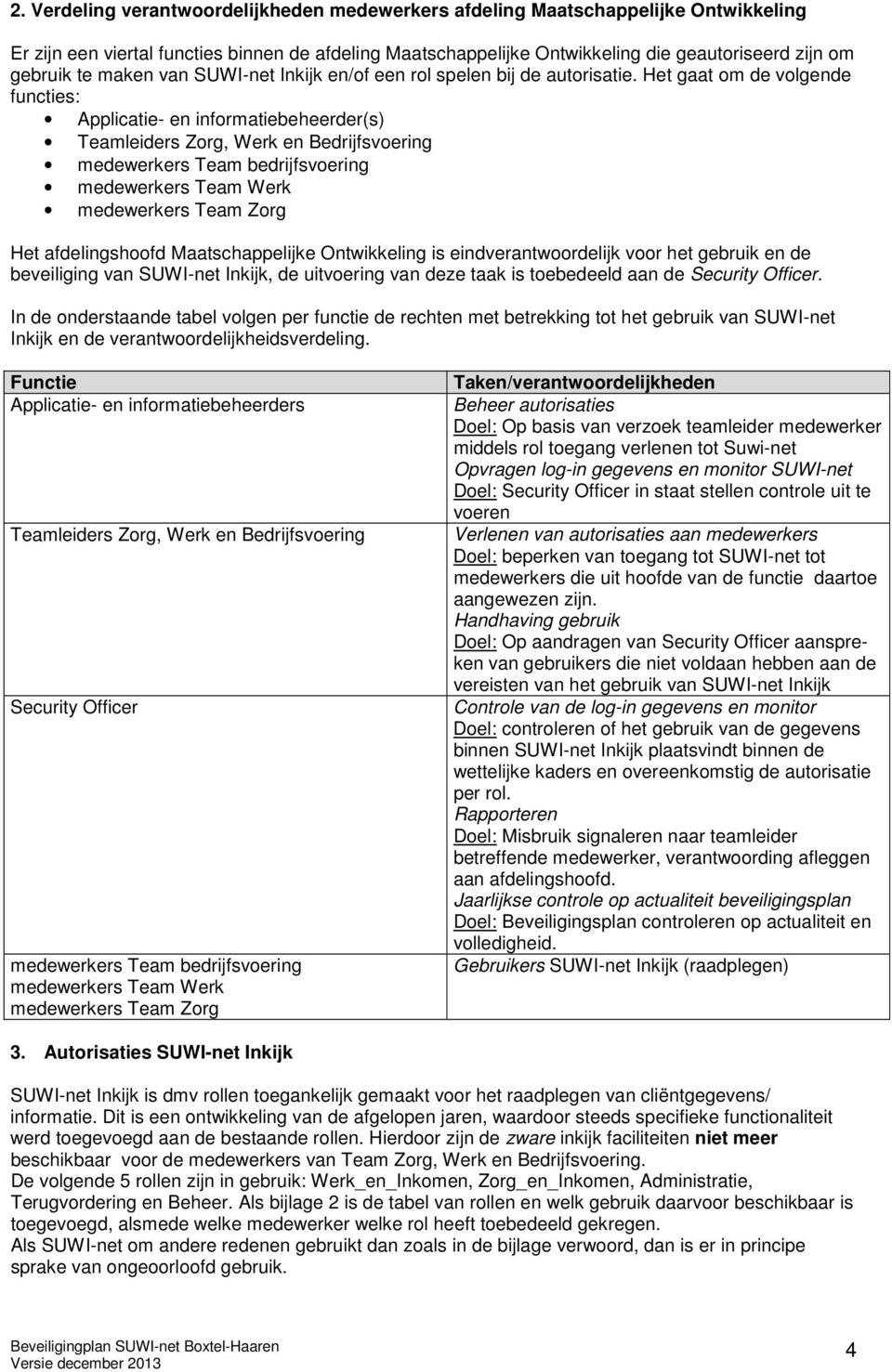 Het gaat om de volgende functies: Applicatie- en informatiebeheerder(s) Teamleiders Zorg, Werk en Bedrijfsvoering medewerkers Team bedrijfsvoering medewerkers Team Werk medewerkers Team Zorg Het