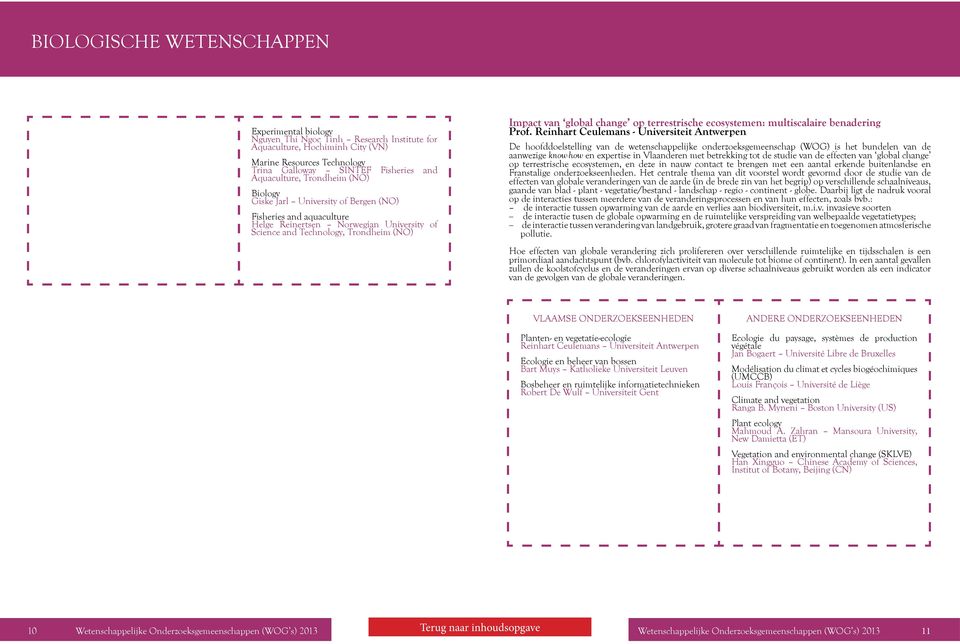 change op terrestrische ecosystemen: multiscalaire benadering Prof.