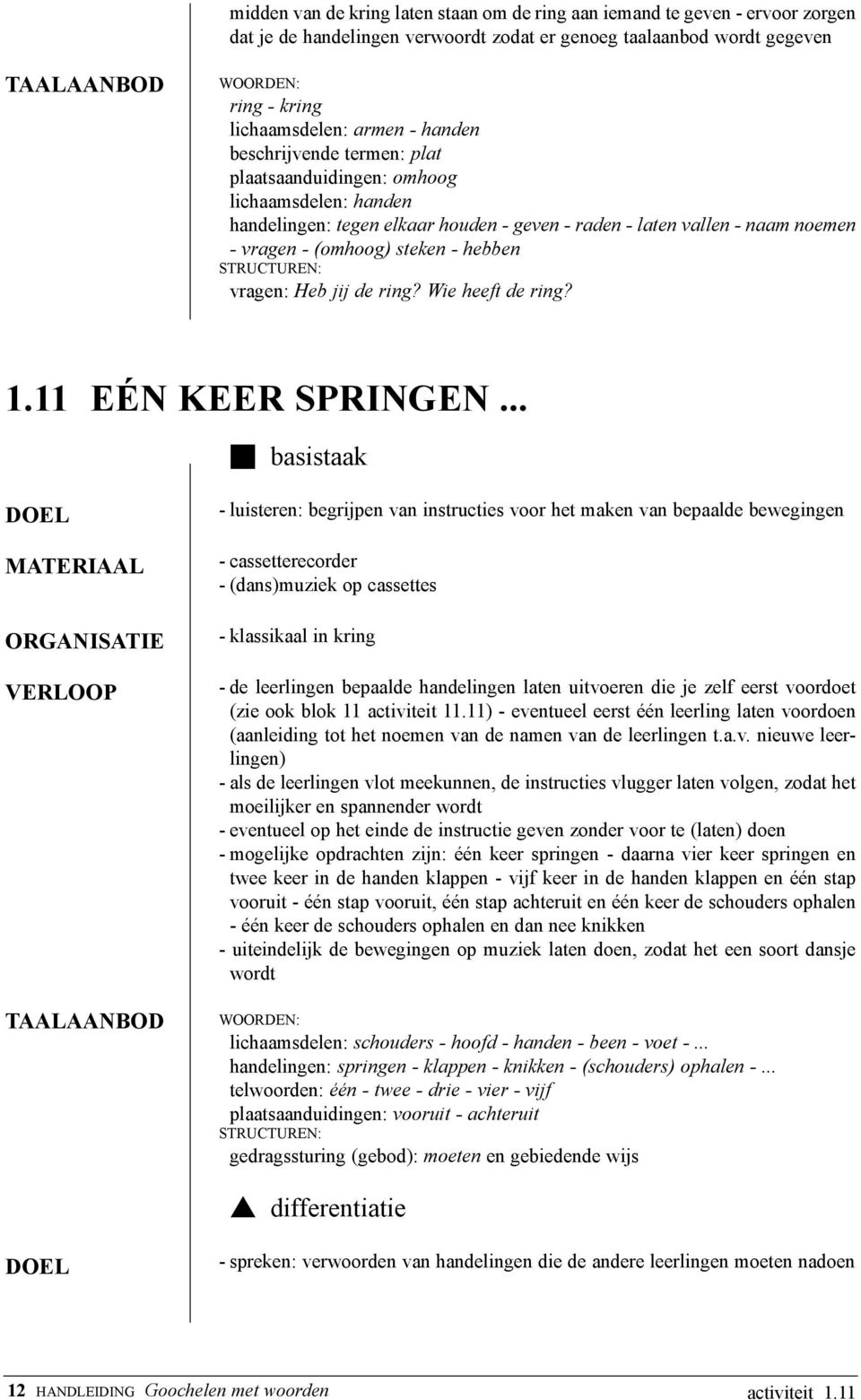 Heb jij de ring? Wie heeft de ring? 1.11 EÉN KEER SPRINGEN.