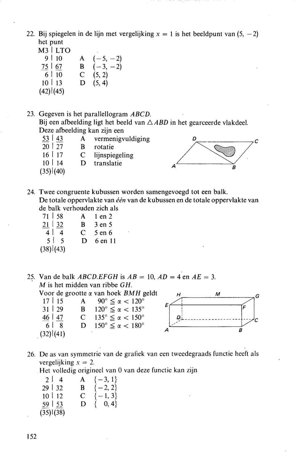 Deze afbeelding kan zijn een 53 1 43 A vermenigvuldiging 0 20 1 27 B rotatie 16 117 C lijnspiegeling 10 114 D translatie A (35)1(40) 24. Twee congruente kubussen worden samengevoegd tot een balk.