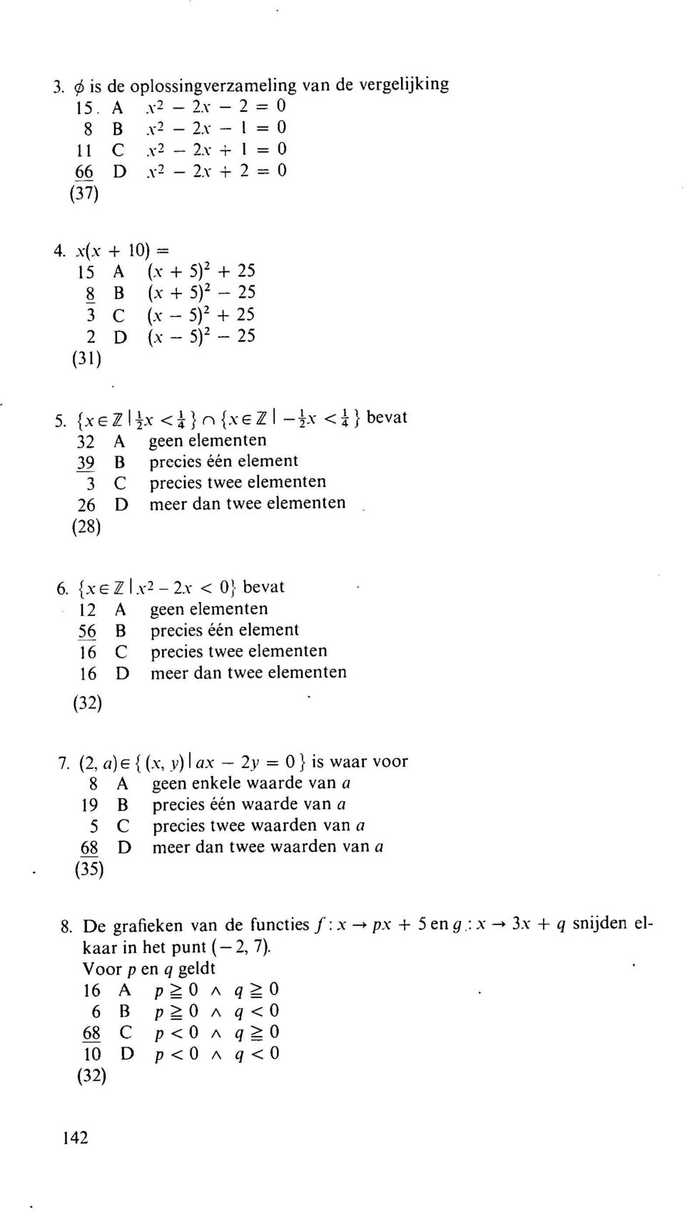 {xez I4x <ç} n {xez 1 4x <-} bevat 32 A geen elementen 39 B precies één element 3 C precies twee elementen 26 D meer dan twee elementen (28) 6.