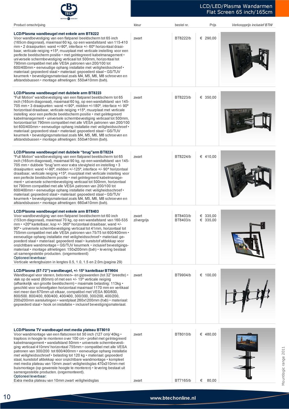 geïntegreerd kabelmanagement universele schermbevestiging verticaal tot 500mm, horizontaal tot 790mm compatibel met alle VESA patronen van 200/100 tot 600/400mm eenvoudige ophang installatie met