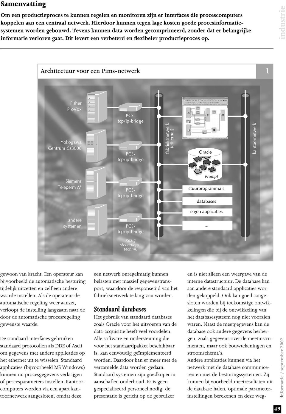 Dit levert een verbeterd en flexibeler productieproces op. industrie Architectuur voor een Pims-netwerk 1 gewoon van kracht.
