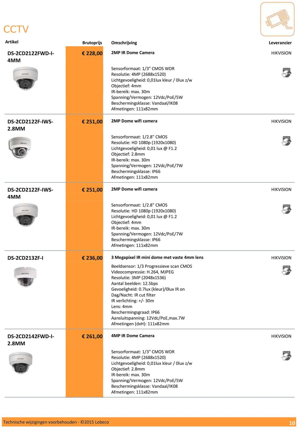 8" CMOS Resolutie: HD 1080p (1920x1080) Lichtgevoeligheid: 0,01 lux @ F1.2 Objectief: 2.8mm IR-bereik: max.