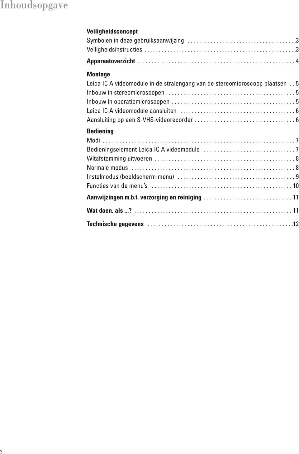 ............................................ 5 Inbouw in operatiemicroscopen........................................... 5 Leica IC A videomodule aansluiten........................................ 6 Aansluiting op een S-VHS-videorecorder.