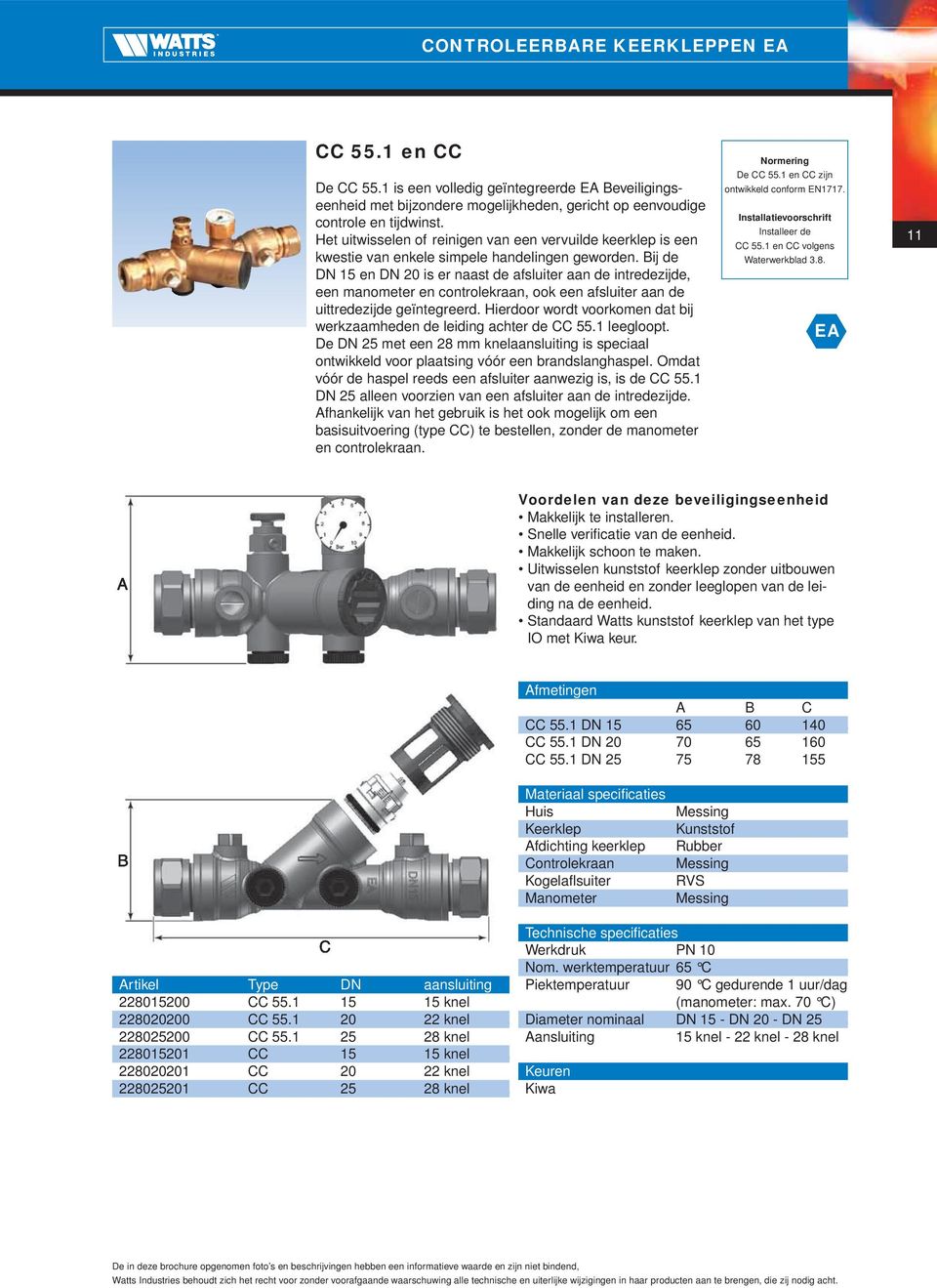 Bij de DN 15 en DN 20 is er nst de fsluiter n de intredezijde, een mnometer en controlekrn, ook een fsluiter n de uittredezijde geïntegreerd.