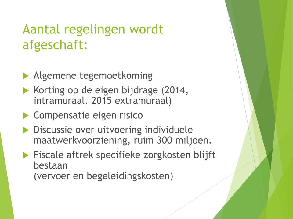 2015 extramuraal) Compensatie eigen risico Discussie over uitvoering