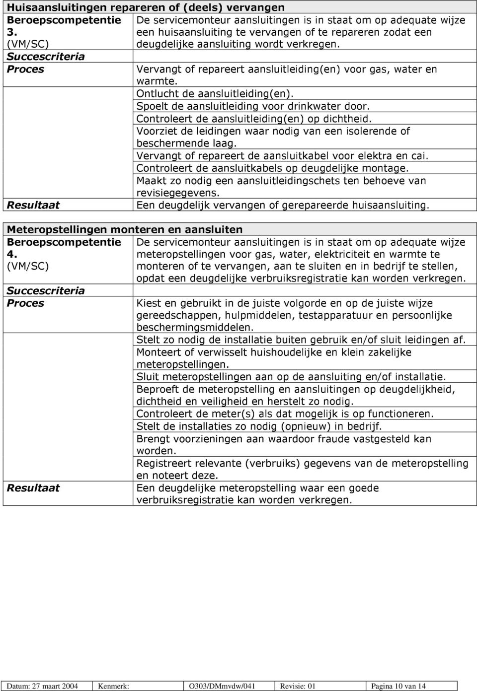 Voorziet de leidingen waar nodig van een isolerende of beschermende laag. Vervangt of repareert de aansluitkabel voor elektra en cai. Controleert de aansluitkabels op deugdelijke montage.