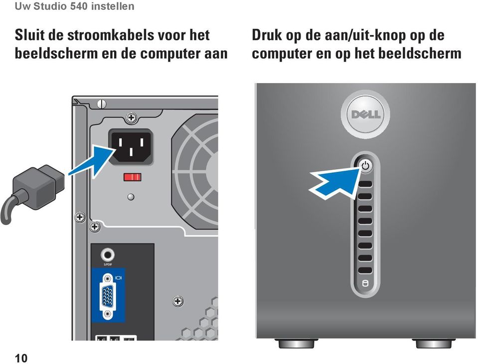 de computer aan Druk op de