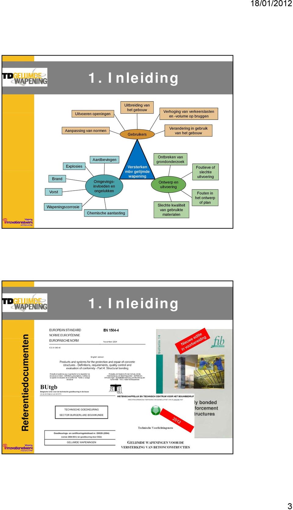 en ongelukken Chemische aantasting Versterken mbv gelijmde wapening Ontbreken van grondonderzoek Ontwerp en uitvoering Slechte