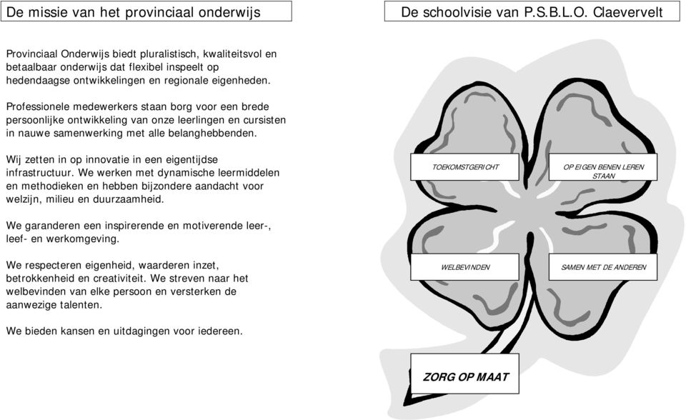 Professionele medewerkers staan borg voor een brede persoonlijke ontwikkeling van onze leerlingen en cursisten in nauwe samenwerking met alle belanghebbenden.