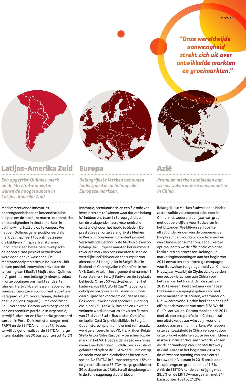 Europa Belangrijkste Merken behouden leiderspositie op belangrijke Europese markten. Azië Premium merken aanbieden aan steeds welvarendere consumenten in China.