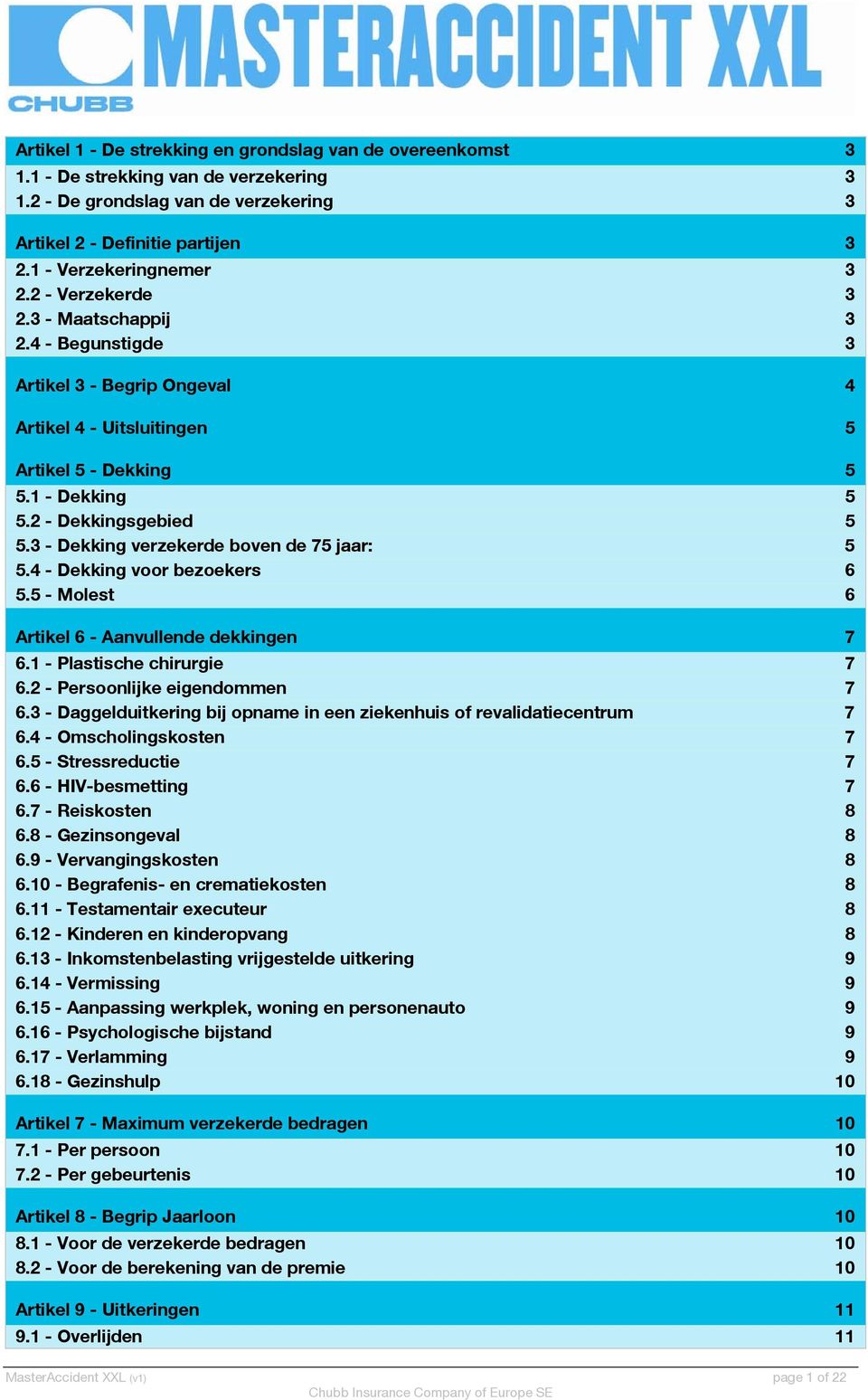 3 - Dekking verzekerde boven de 75 jaar: 5 5.4 - Dekking voor bezoekers 6 5.5 - Molest 6 Artikel 6 - Aanvullende dekkingen 7 6.1 - Plastische chirurgie 7 6.2 - Persoonlijke eigendommen 7 6.