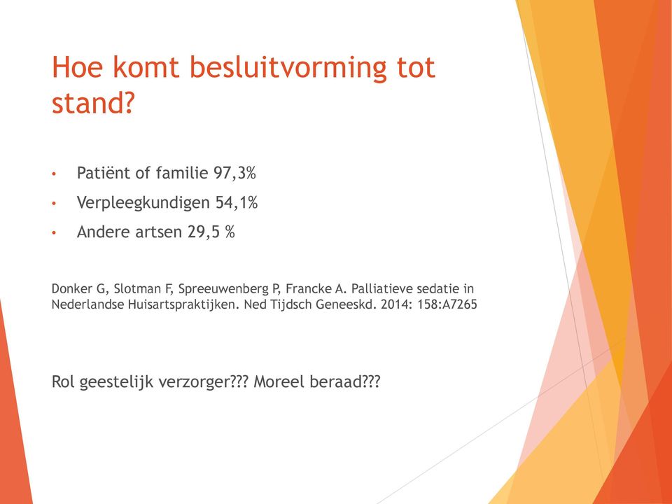 Donker G, Slotman F, Spreeuwenberg P, Francke A.