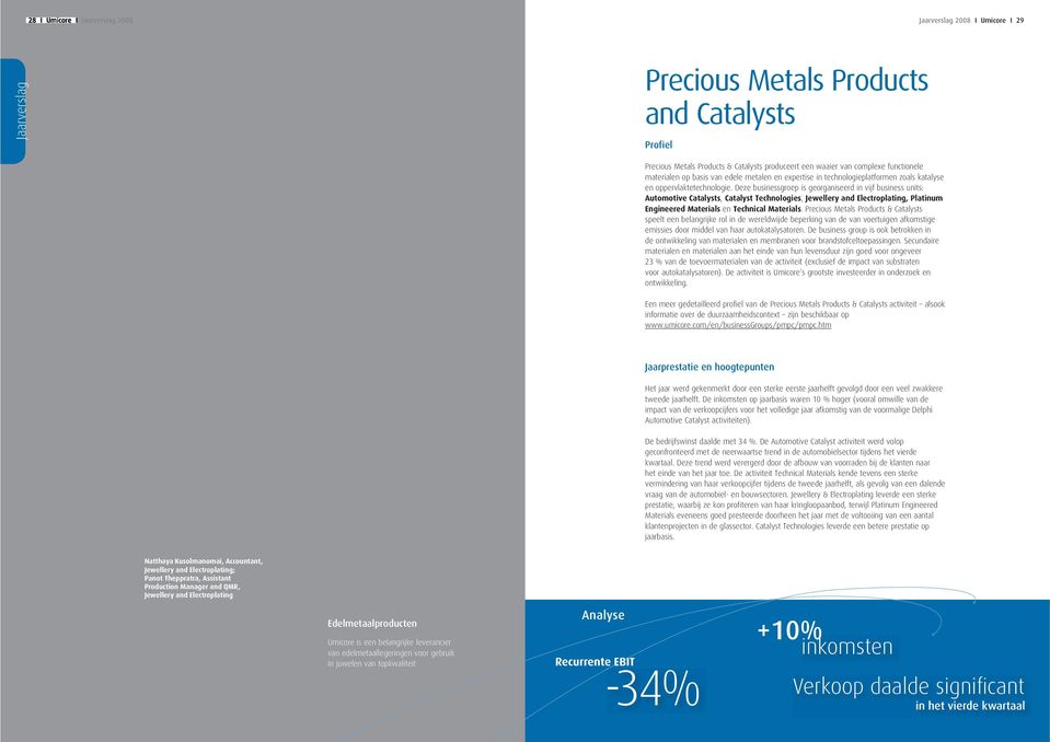 Deze businessgroep is georganiseerd in vijf business units: Automotive Catalysts, Catalyst Technologies, Jewellery and Electroplating, Platinum Engineered Materials en Technical Materials.