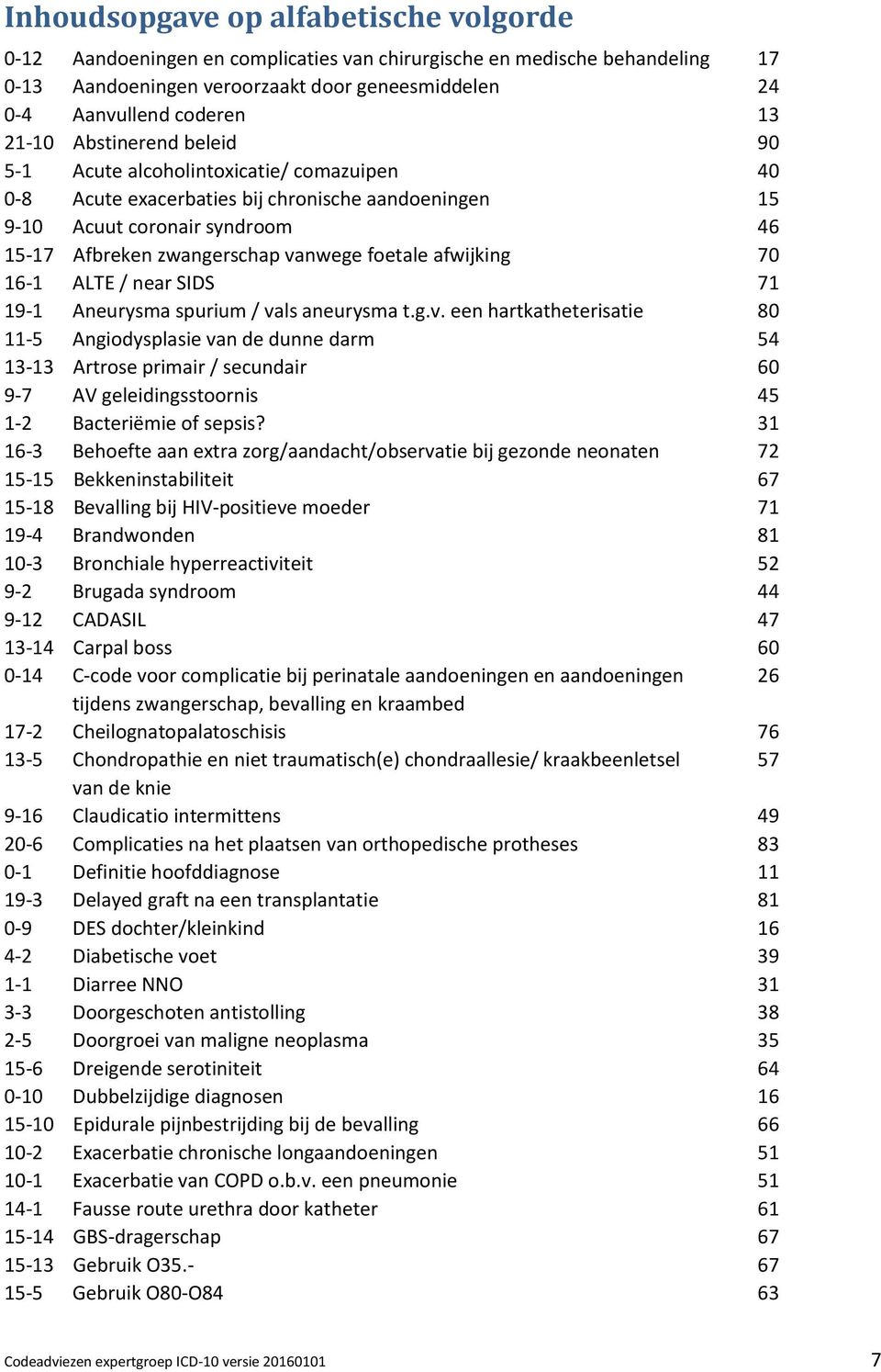 foetale afwijking 70 16-1 ALTE / near SIDS 71 19-1 Aneurysma spurium / va