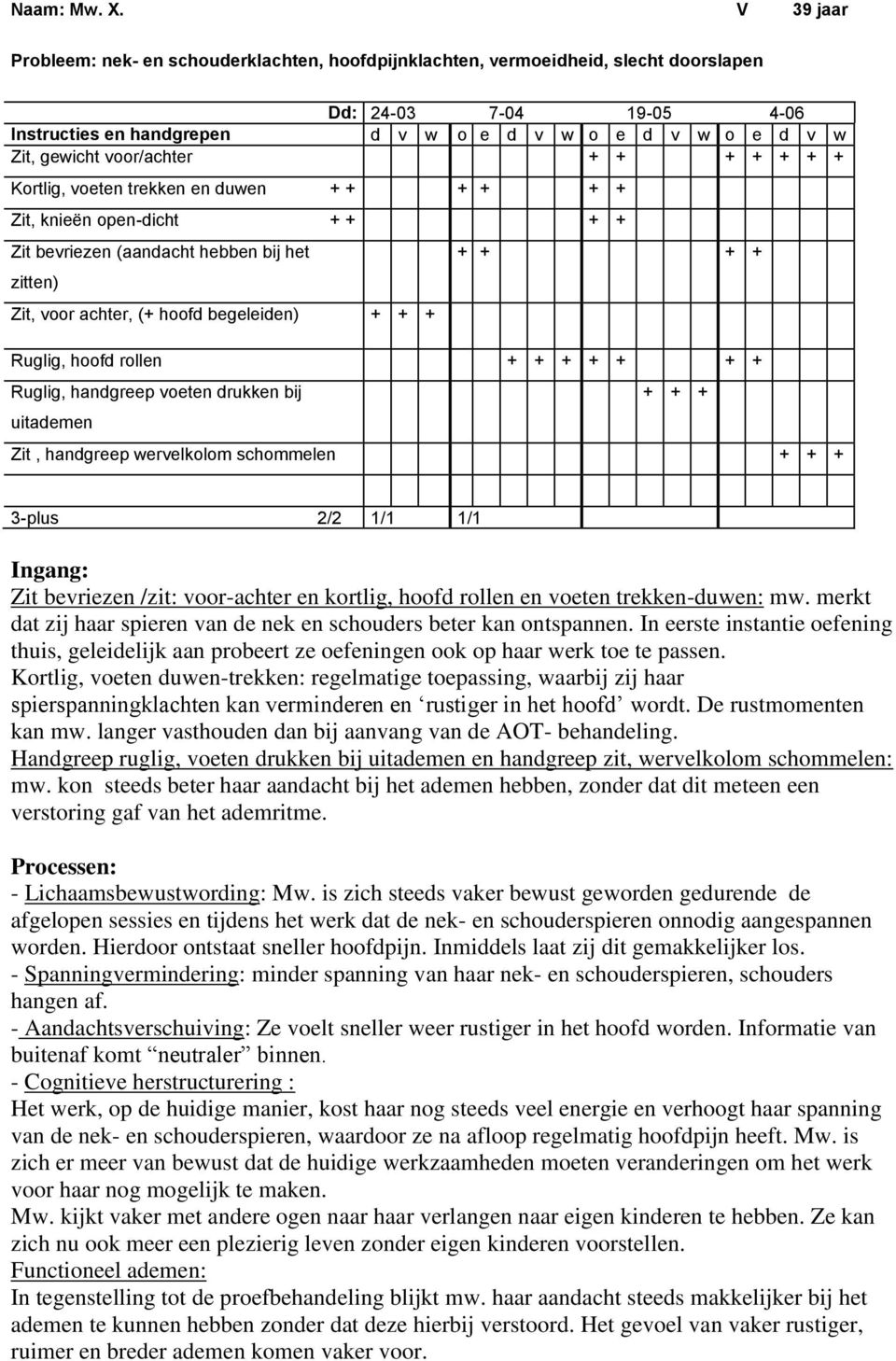 voor/achter + + + + + + + Kortlig, voeten trekken en duwen + + + + + + Zit, knieën open-dicht + + + + Zit bevriezen (aandacht hebben bij het zitten) Zit, voor achter, (+ hoofd begeleiden) + + + + + +