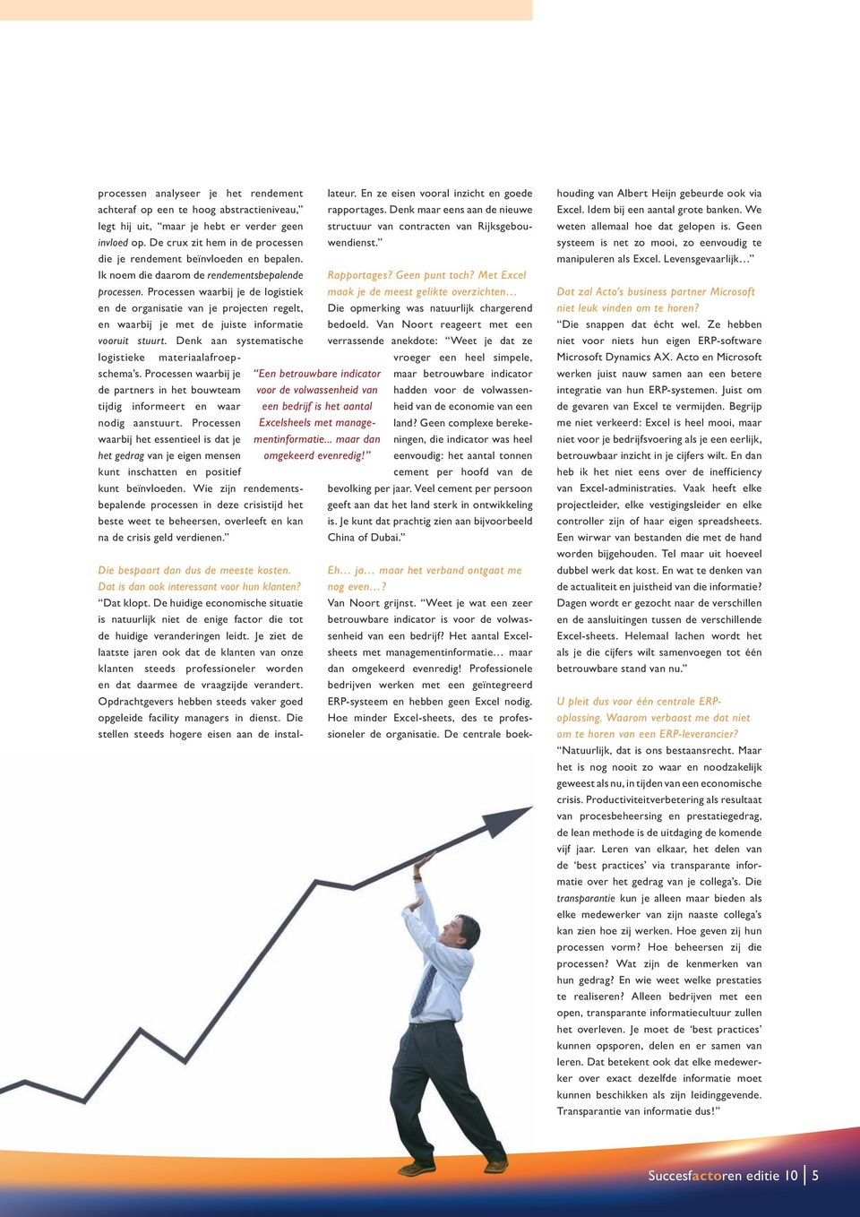 Processen waarbij je de logistiek en de organisatie van je projecten regelt, en waarbij je met de juiste informatie vooruit stuurt. Denk aan systematische logistieke materiaalafroepschema s.