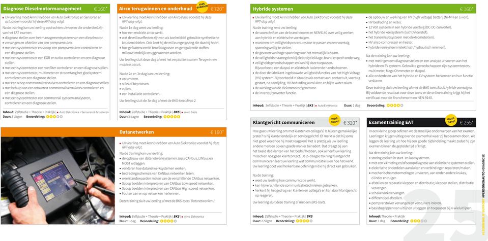 Na de training kan uw leerling opdrachten uitvoeren die onderdeel zijn van het EAT examen: diagnose stellen over het managementsysteem van een dieselmotor.