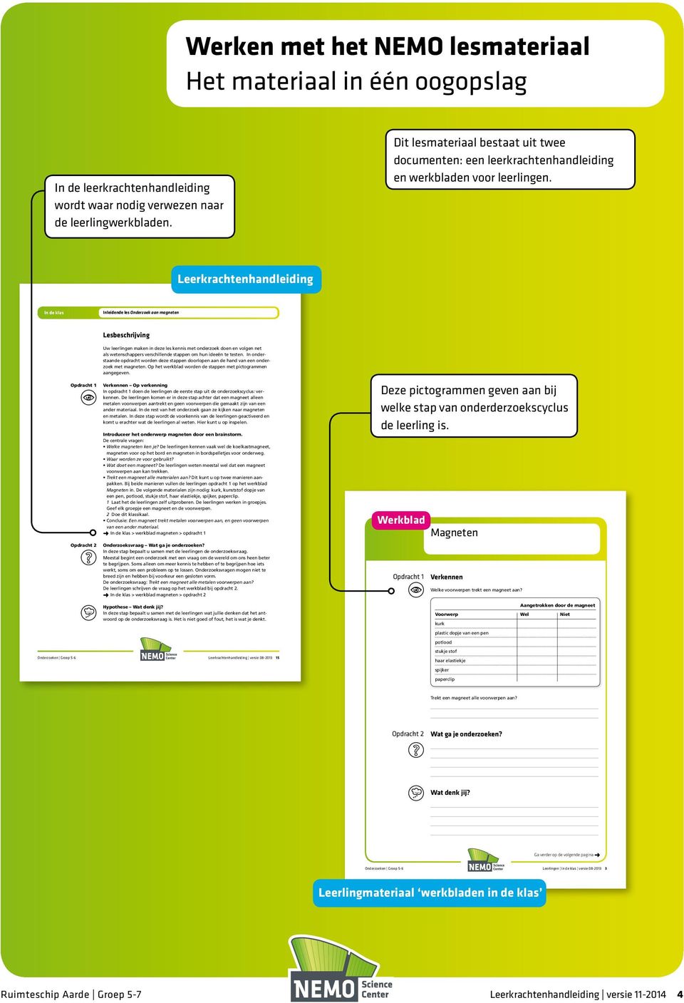 Leerkrachtenhandleiding In de klas Inleidende les Onderzoek aan magneten Lesbeschrijving Uw leerlingen maken in deze les kennis met onderzoek doen en volgen net als wetenschappers verschillende