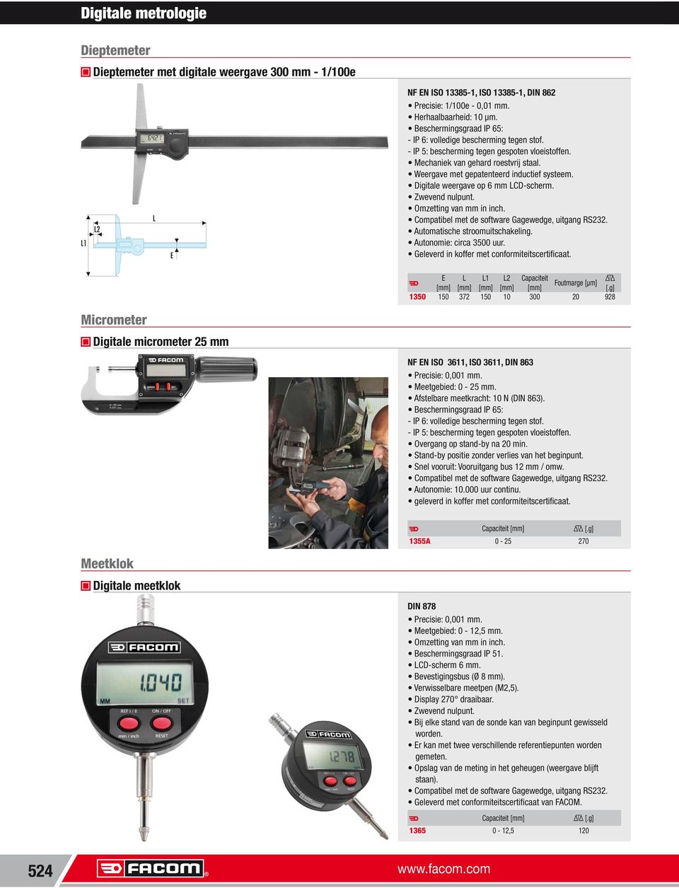 g] 1350 Micrometer Digitale micrometer 25 mm NF EN ISO 3611, ISO 3611, DIN 863