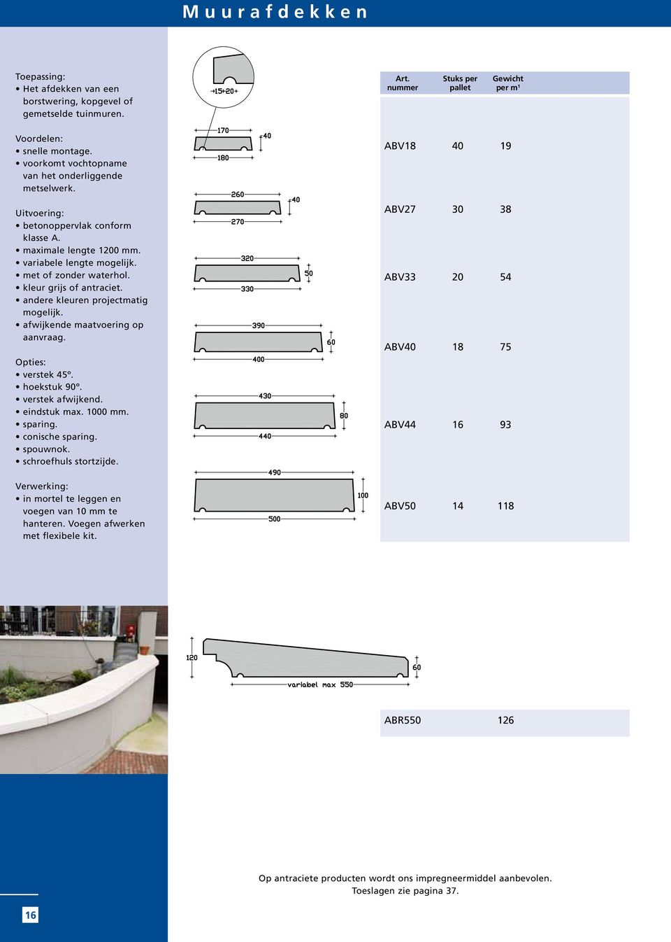 spouwnok. in mortel te leggen en voegen van 10 mm te hanteren. Voegen afwerken met flexibele kit. ABV18 40 19 e 14.45 e 20.16 ABV27 30 38 e 18.95 e 26.64 ABV33 20 54 e 27.01 e 37.