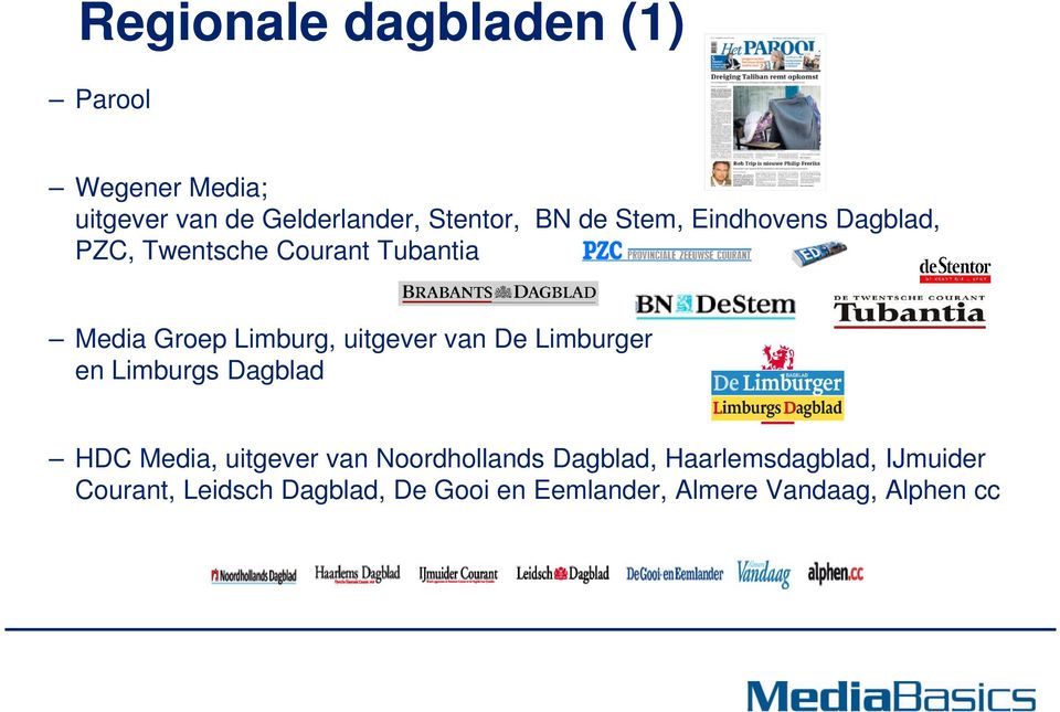 van De Limburger en Limburgs Dagblad HDC Media, uitgever van Noordhollands Dagblad,
