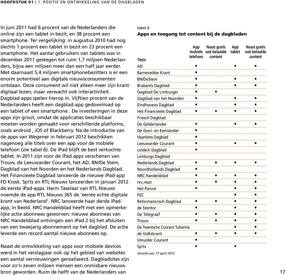 Het aantal gebruikers van tablets was in december 2011 gestegen tot ruim 1,7 miljoen Nederlanders, bijna een miljoen meer dan een half jaar eerder.