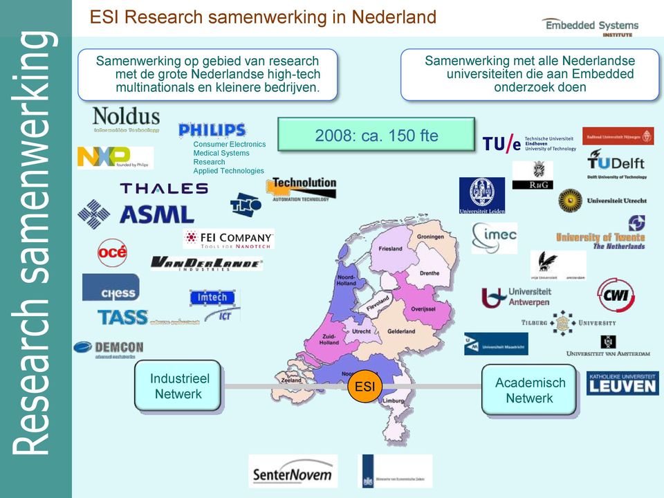 Samenwerking met alle Nederlandse universiteiten die aan Embedded onderzoek doen
