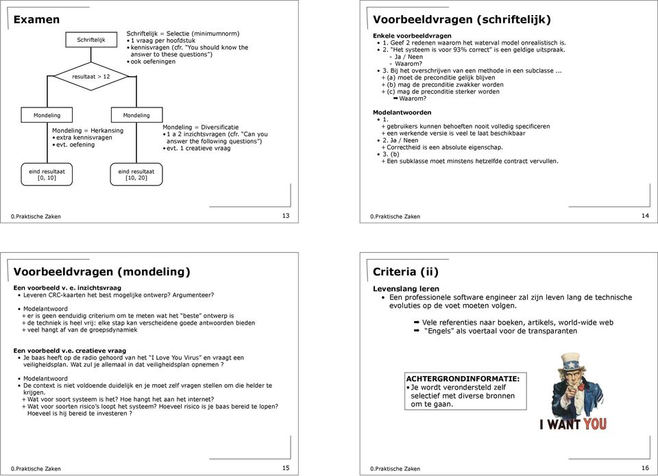 You should know the answer to these questions ) ook oefeningen Mondeling Mondeling = Diversificatie 1 a 2 inzichtsvragen (cfr. Can you answer the following questions ) evt.