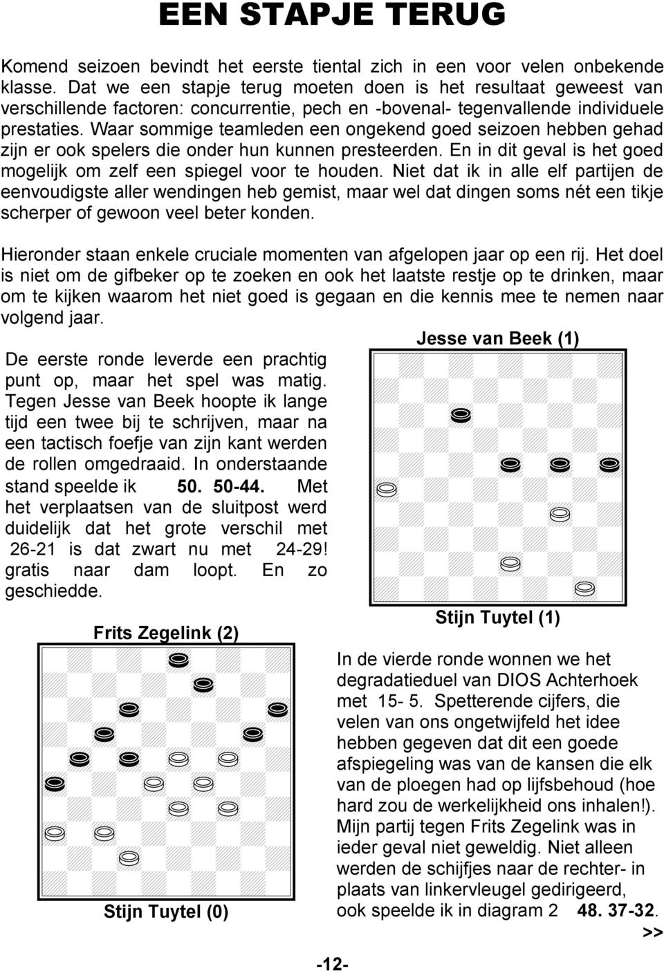 Waar sommige teamleden een ongekend goed seizoen hebben gehad zijn er ook spelers die onder hun kunnen presteerden. En in dit geval is het goed mogelijk om zelf een spiegel voor te houden.