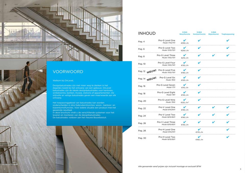 Pro-G Level Six Model 7610 120,-/m Designbalustrades zijn niet meer weg te denken in het dagelijks beeld bij het ontwerp van een gebouw.