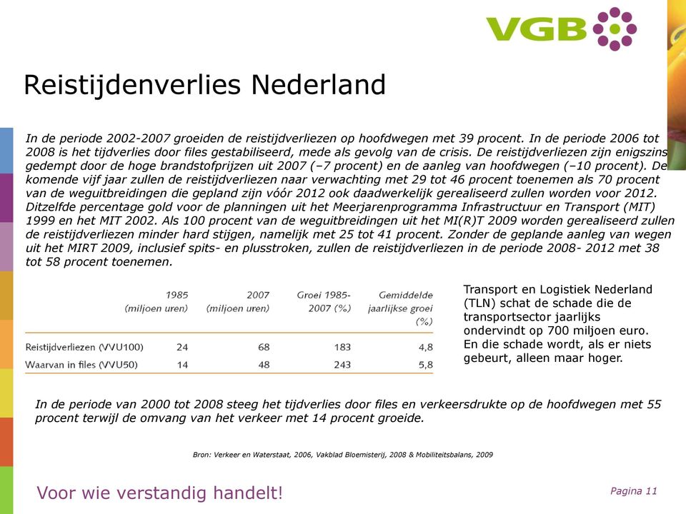 De reistijdverliezen zijn enigszins gedempt door de hoge brandstofprijzen uit 2007 ( 7 procent) en de aanleg van hoofdwegen ( 10 procent).