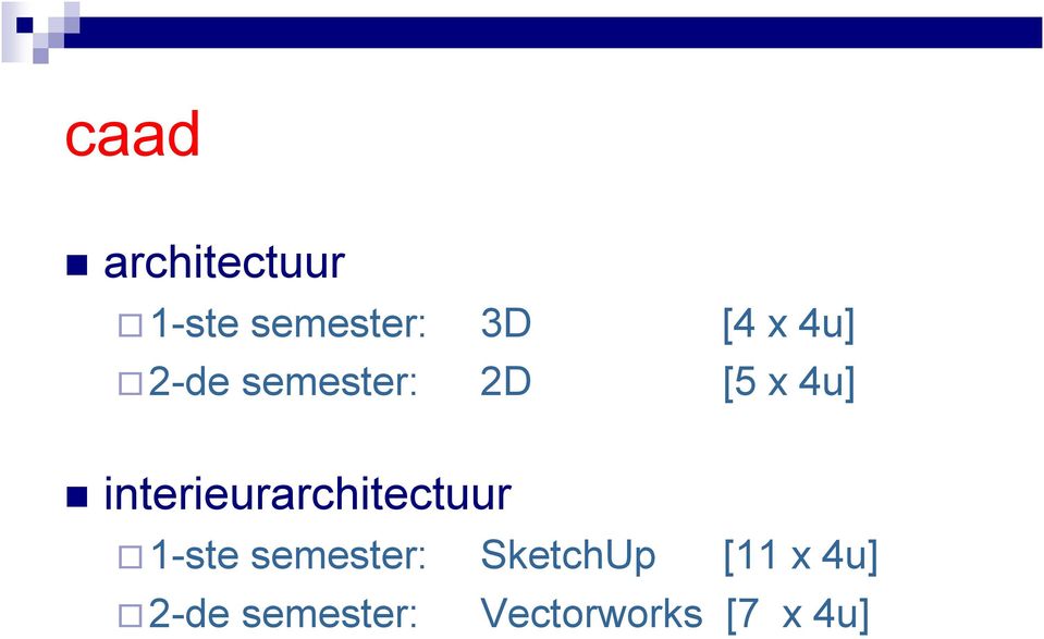 interieurarchitectuur 1 ste semester: