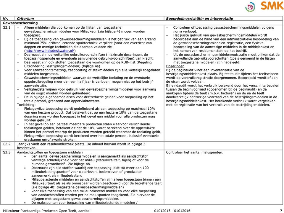 Bij de toepassing van gewasbeschermingsmiddelen is het gebruik van een erkend minimaal 75% driftreducerende spuittechniek verplicht (voor een overzicht van doppen en overige technieken die daaraan