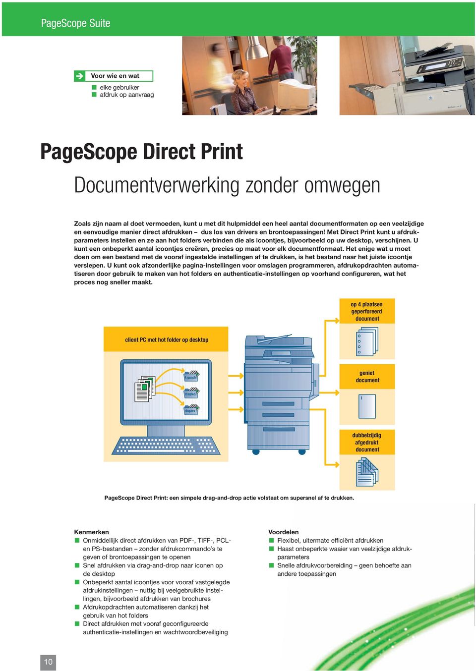 Met Direct Print kunt u afdrukparameters instellen en ze aan hot folders verbinden die als icoontjes, bijvoorbeeld op uw desktop, verschijnen.